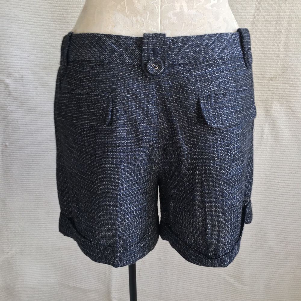HVOFFRS Anthro NWOT Silk Tweed Dressy Shorts Blue - Picture 6 of 8